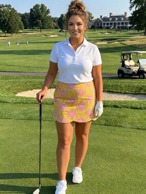 Sydney Elizabeth Golf Skirt Skort‎ Plus Size 18 Yellow Pink Orange Floral Preppy